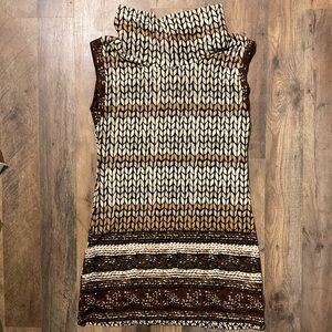 Papillon Brown Stripe Sleeveless Sweater Dress Size XL